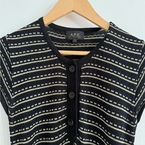 A.P.C. Navy snd metallic gold knit dress